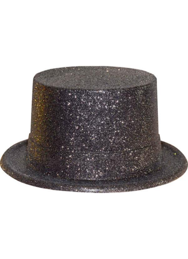 Chapeau haut de forme paillettes noir