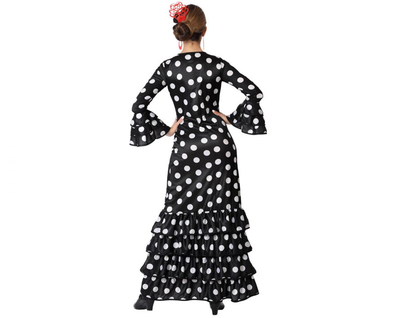 Robe espagnole noire pois blancs taille XL