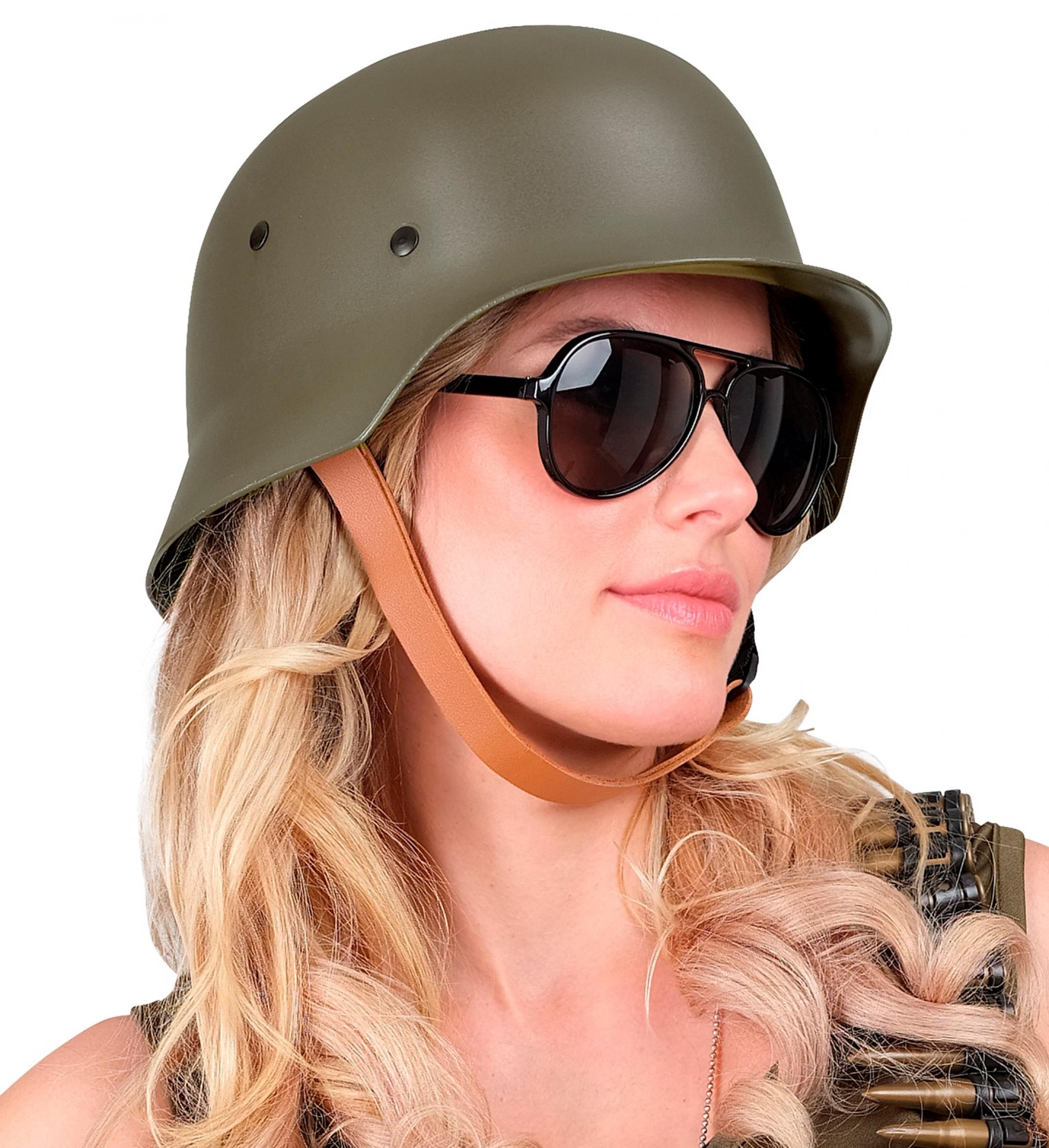 Casque militaire soldat vert qualité supérieure avec jugulaire