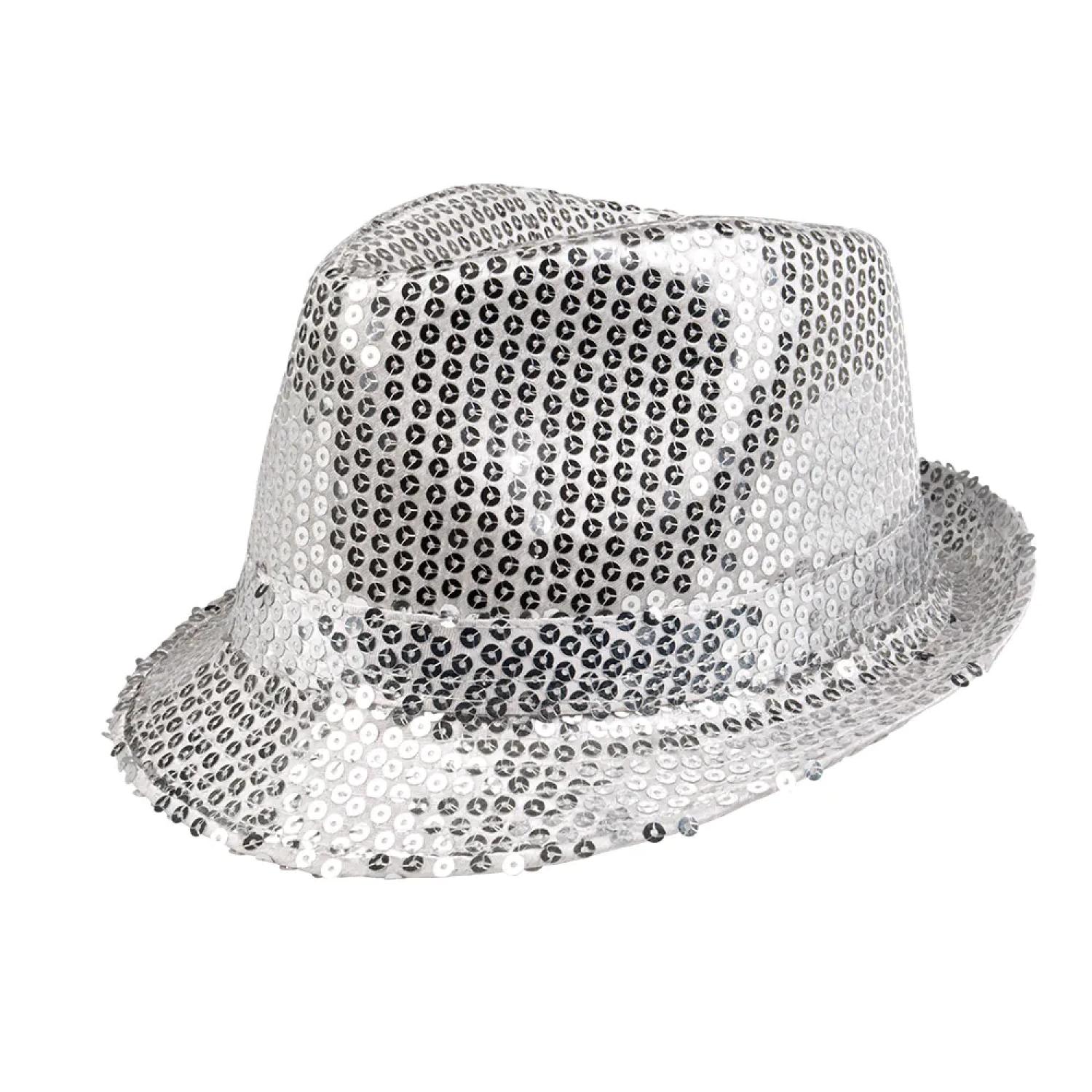 Chapeau borsalino à sequins argent