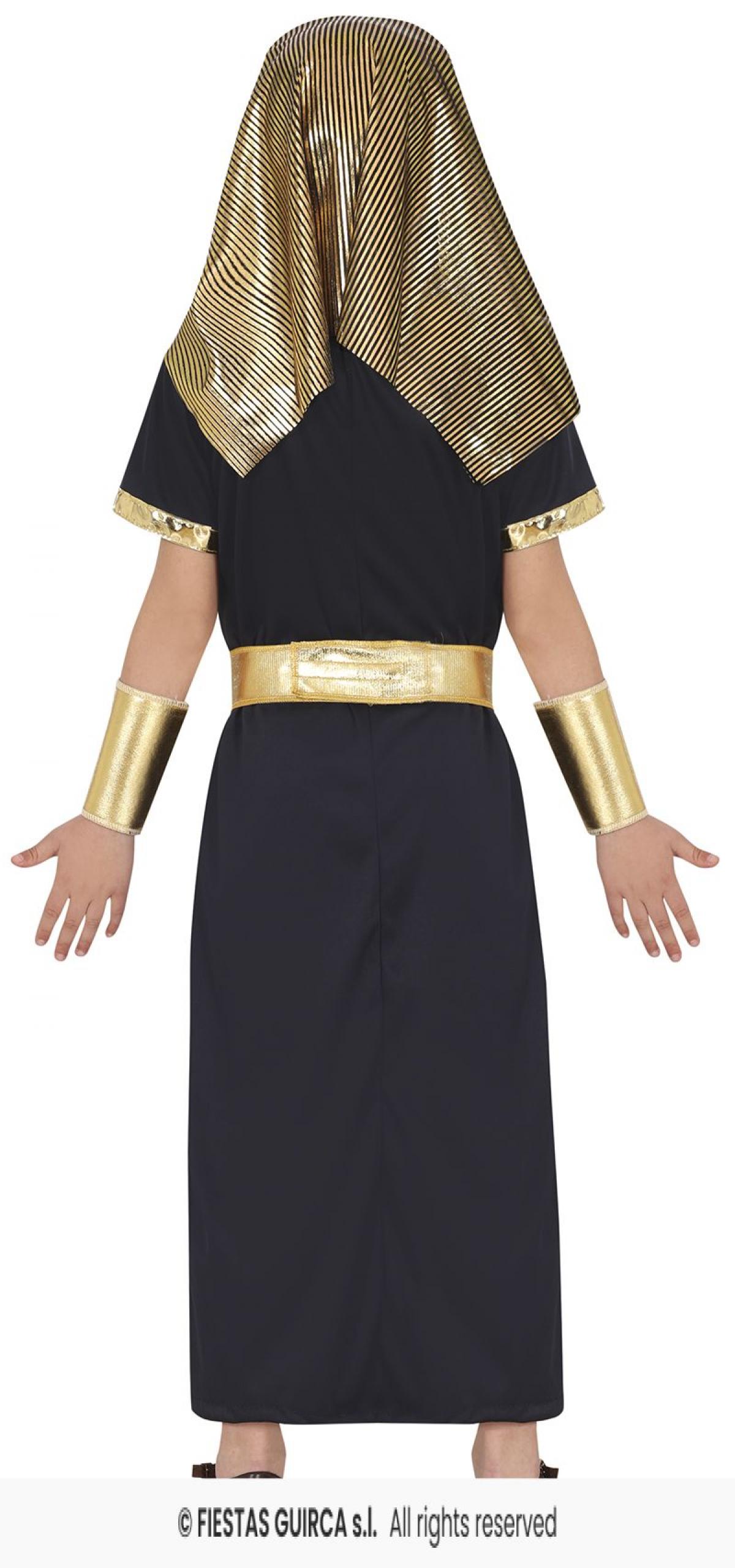 Pharaon égyptien garçon noir et or 3/4 ans
