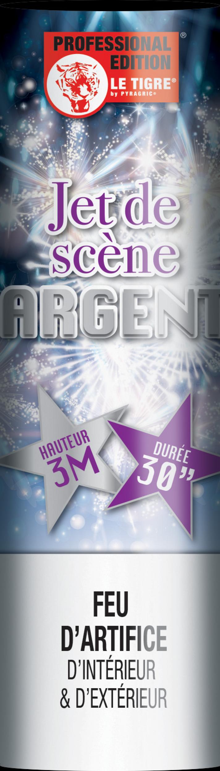 100 jets de scène argent 3 mètres 30 secondes