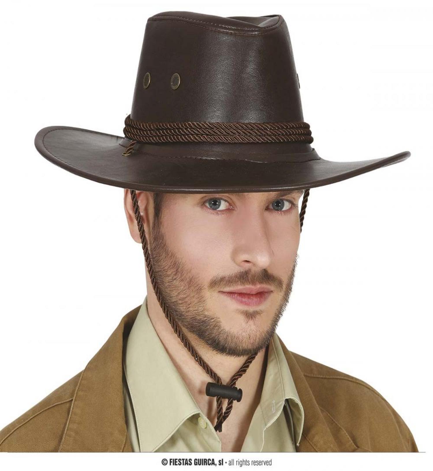 Chapeau western cow boy vieux cuir marron