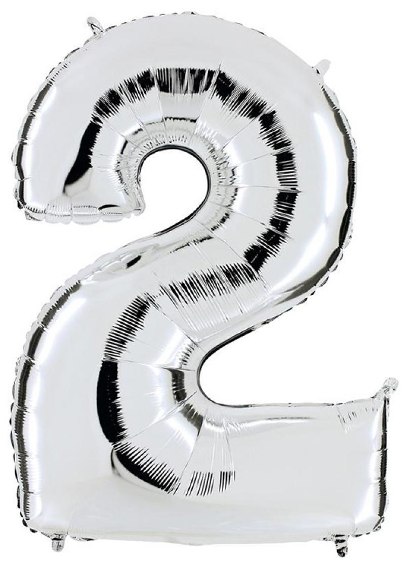 Ballon argent chiffre 2 en mylar 86 cm