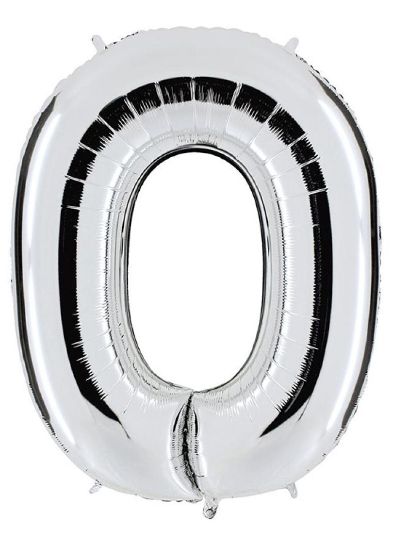 Ballon argent chiffre 0 en mylar 86 cm
