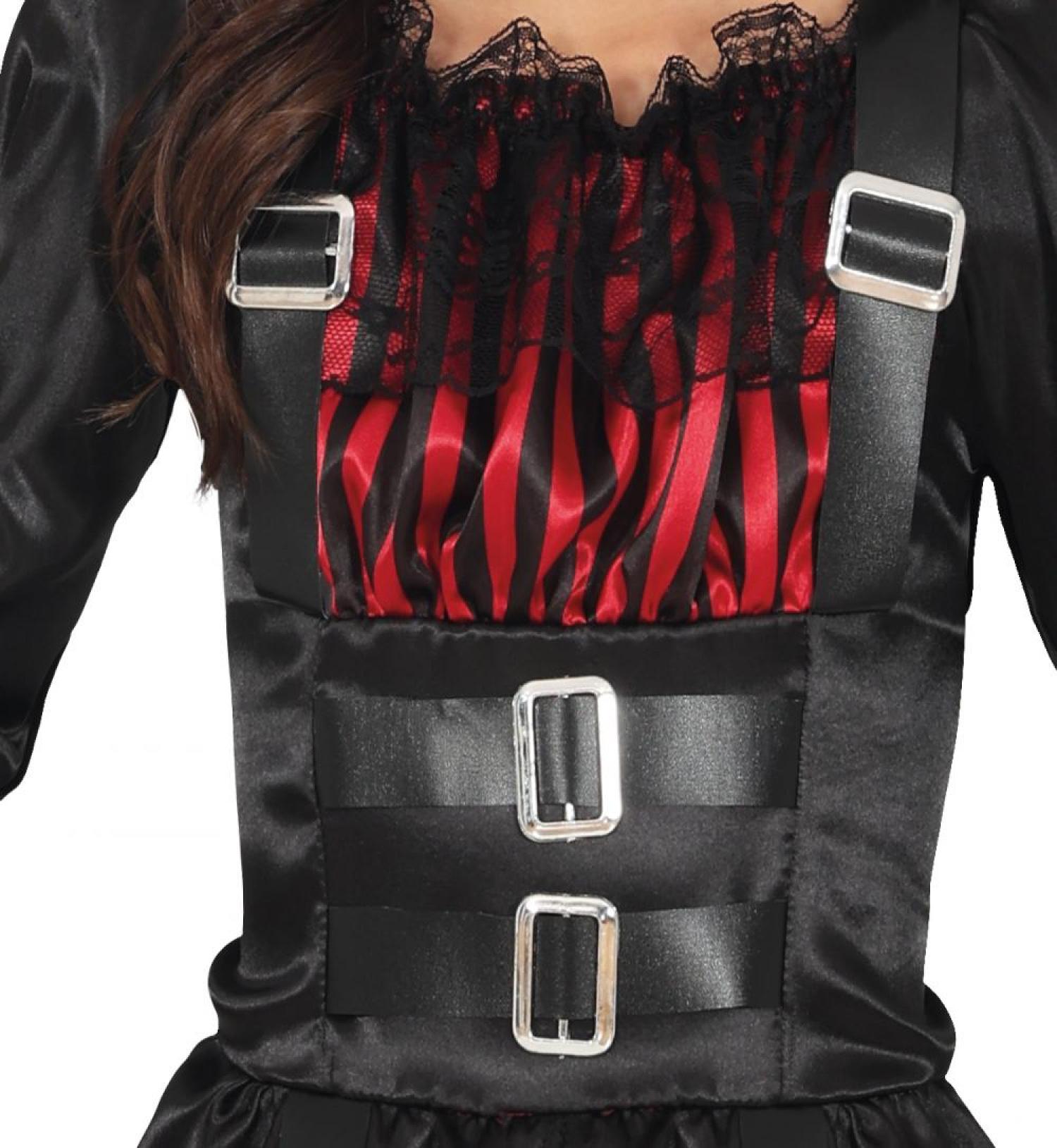 Fille gothique rouge et noir satinée taille 5/6 ans