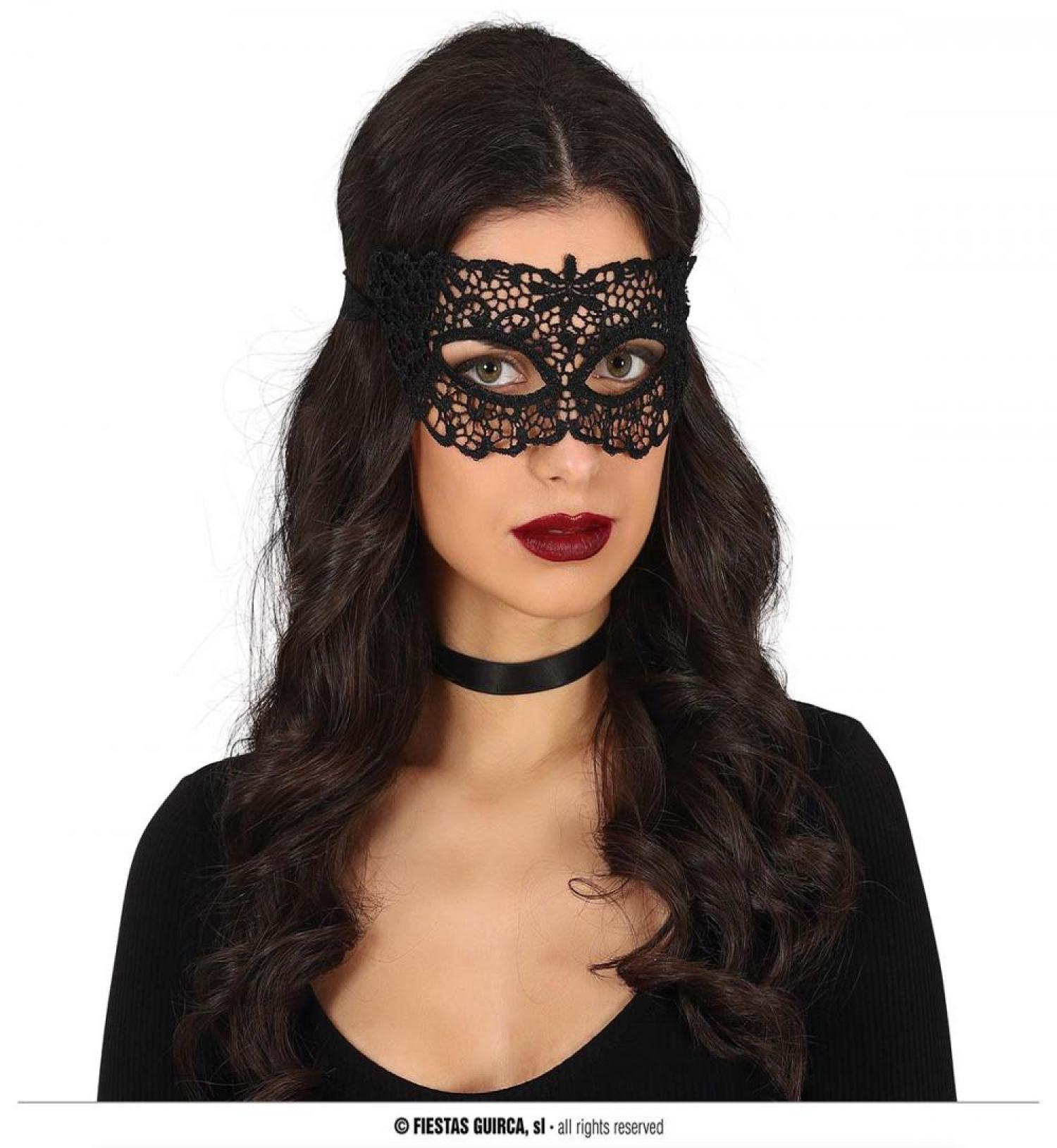 Loup dentelle amidonnée noir