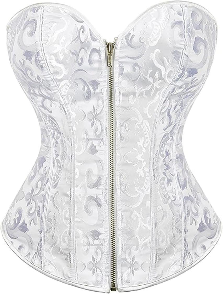 Corset bustier blanc gothique à motifs taille S