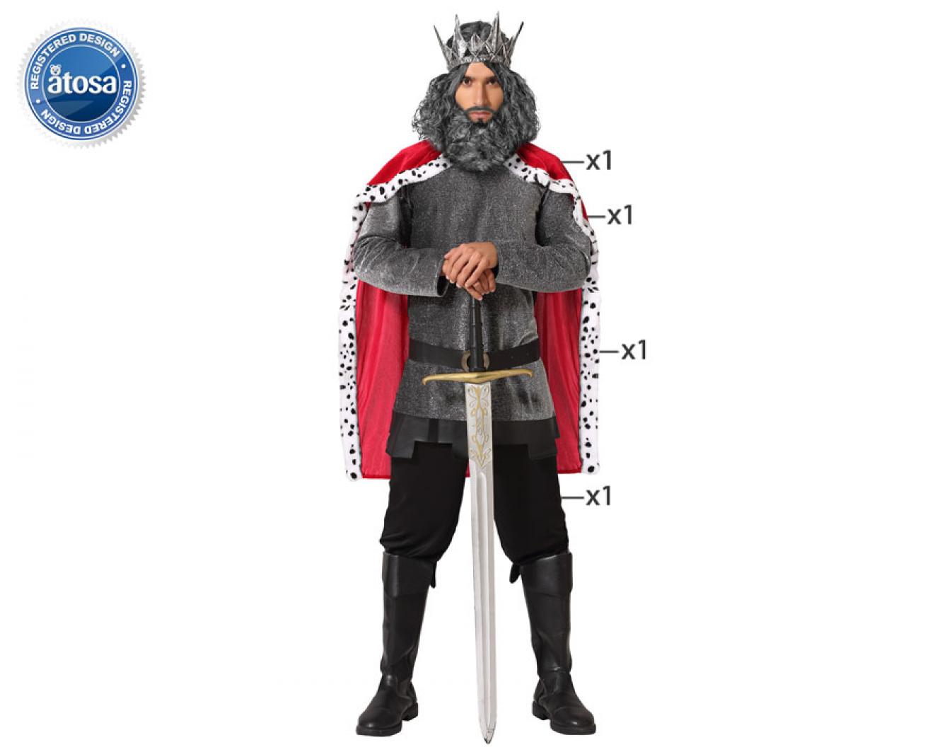 Roi médiéval à cape rouge taille M/L
