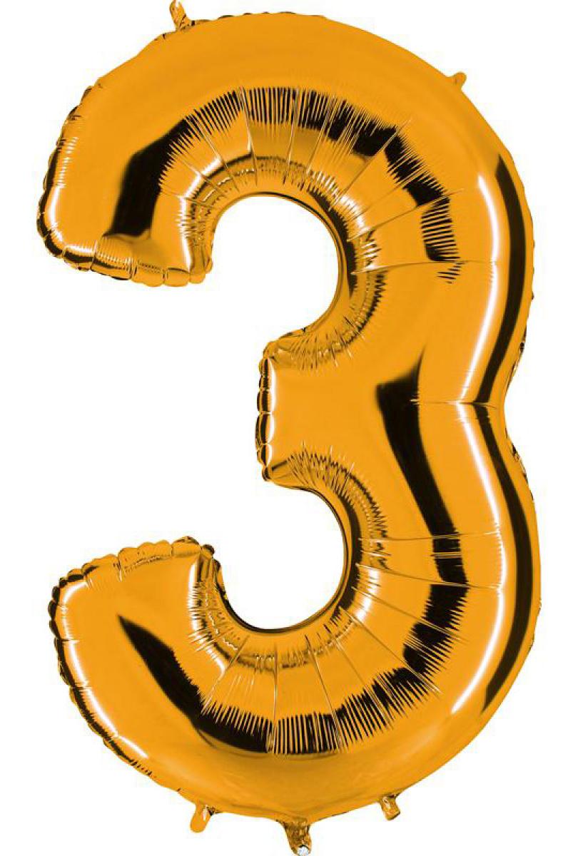 Ballon or chiffre 3 en mylar 86 cm