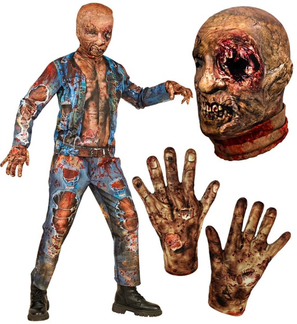Déguisement effet réaliste zombie imprimé Fast Costume intégral taille 5/7 ans