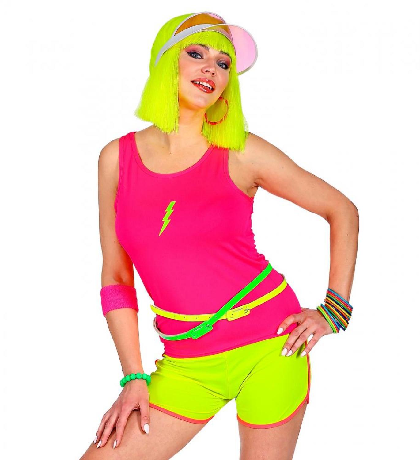 Tee-shirt fluo rose taille unique années 80
