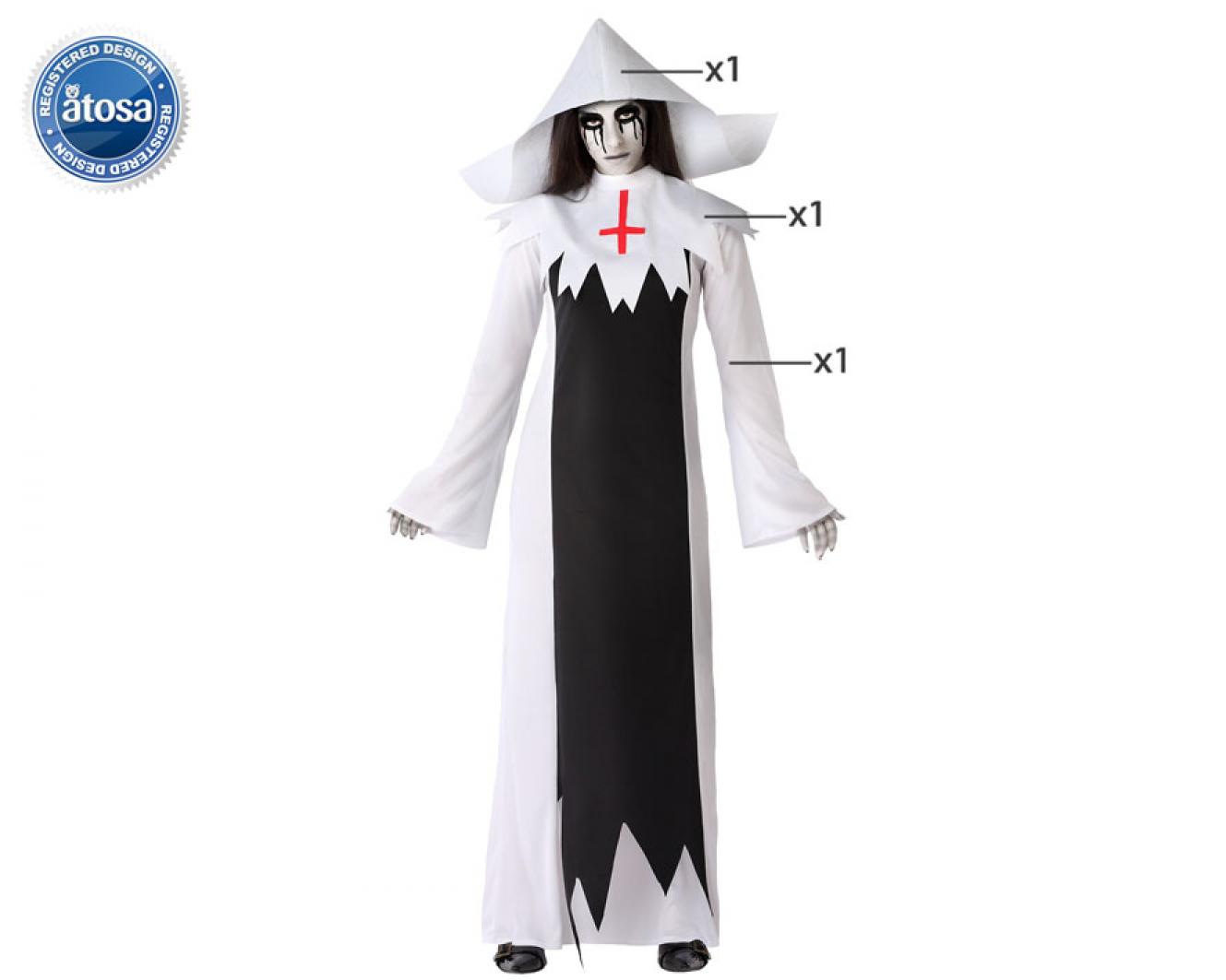 Religieuse zombie à cornette taille XS/S