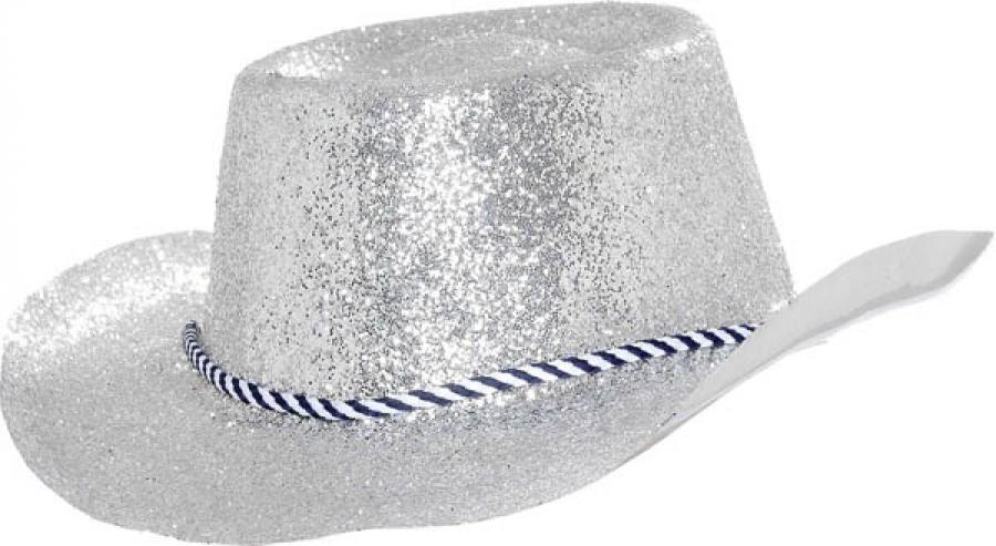 Chapeau cow boy à paillettes argent