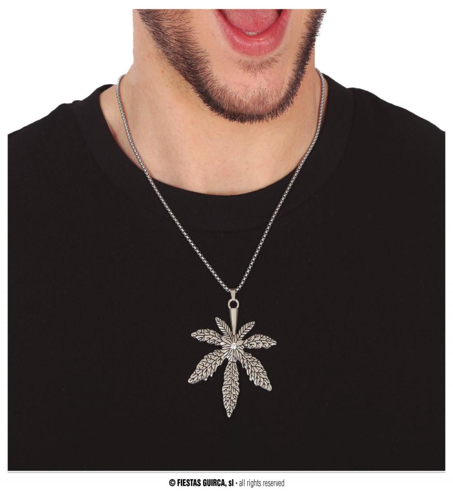 Collier feuille de marijuana métal
