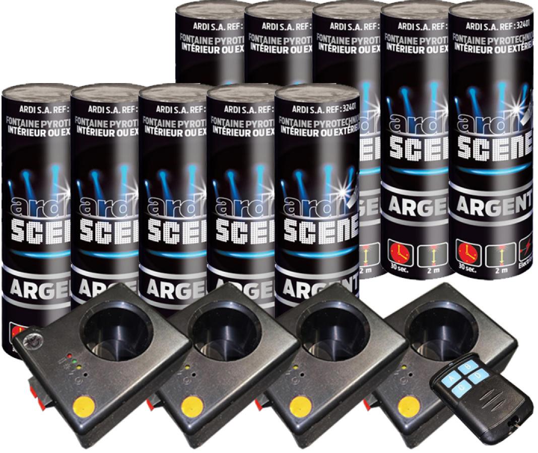 Pack complet système de tir 4 bases + 10 jets de scène 2m 25s
