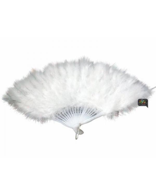 Eventail plume blanc 25cm