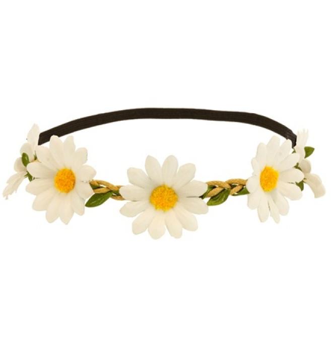 Bandeau ruban fleurs blanche