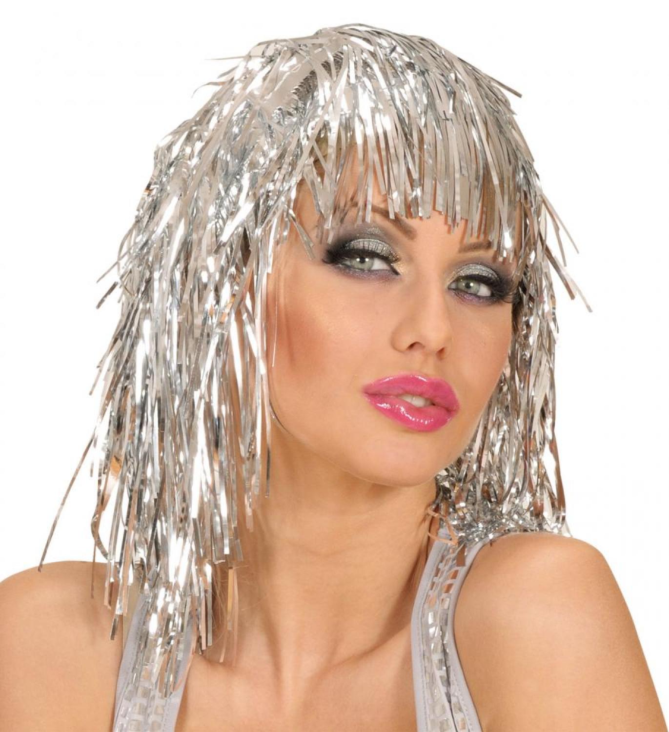 Perruque disco argent