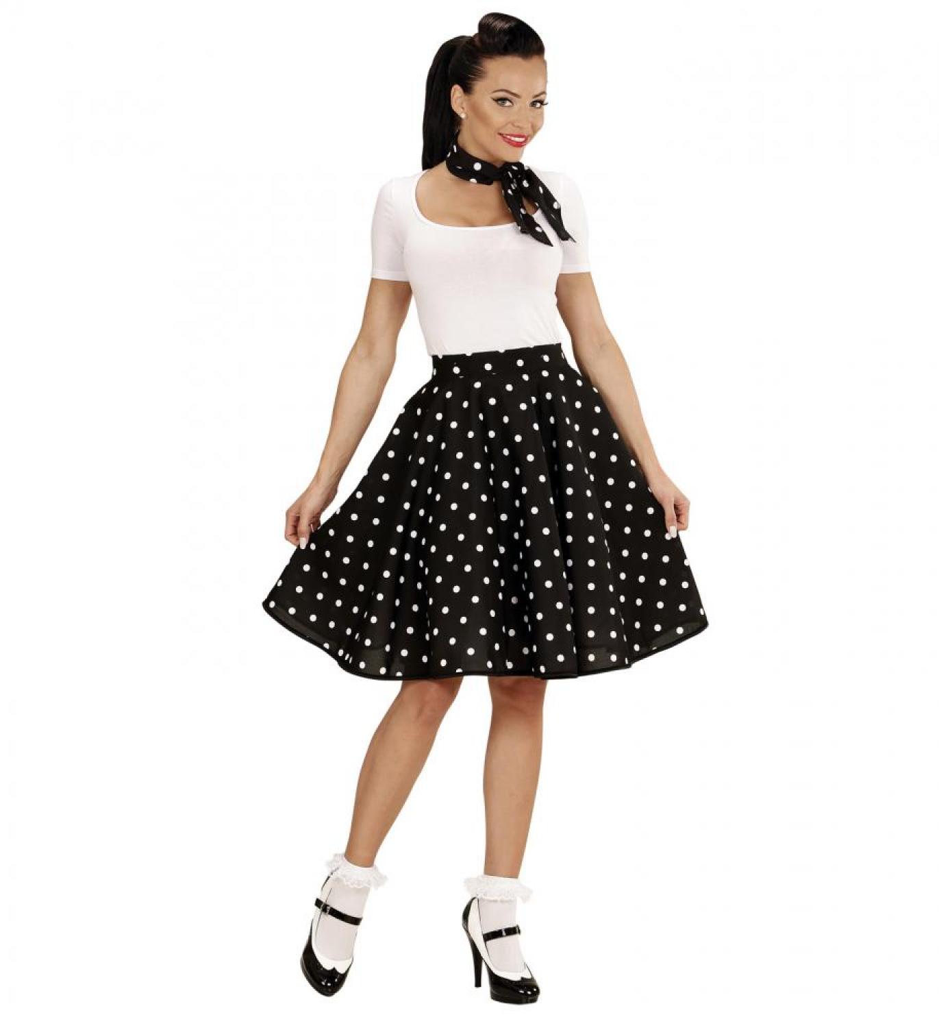Jupe noire a pois blancs années 50 rock