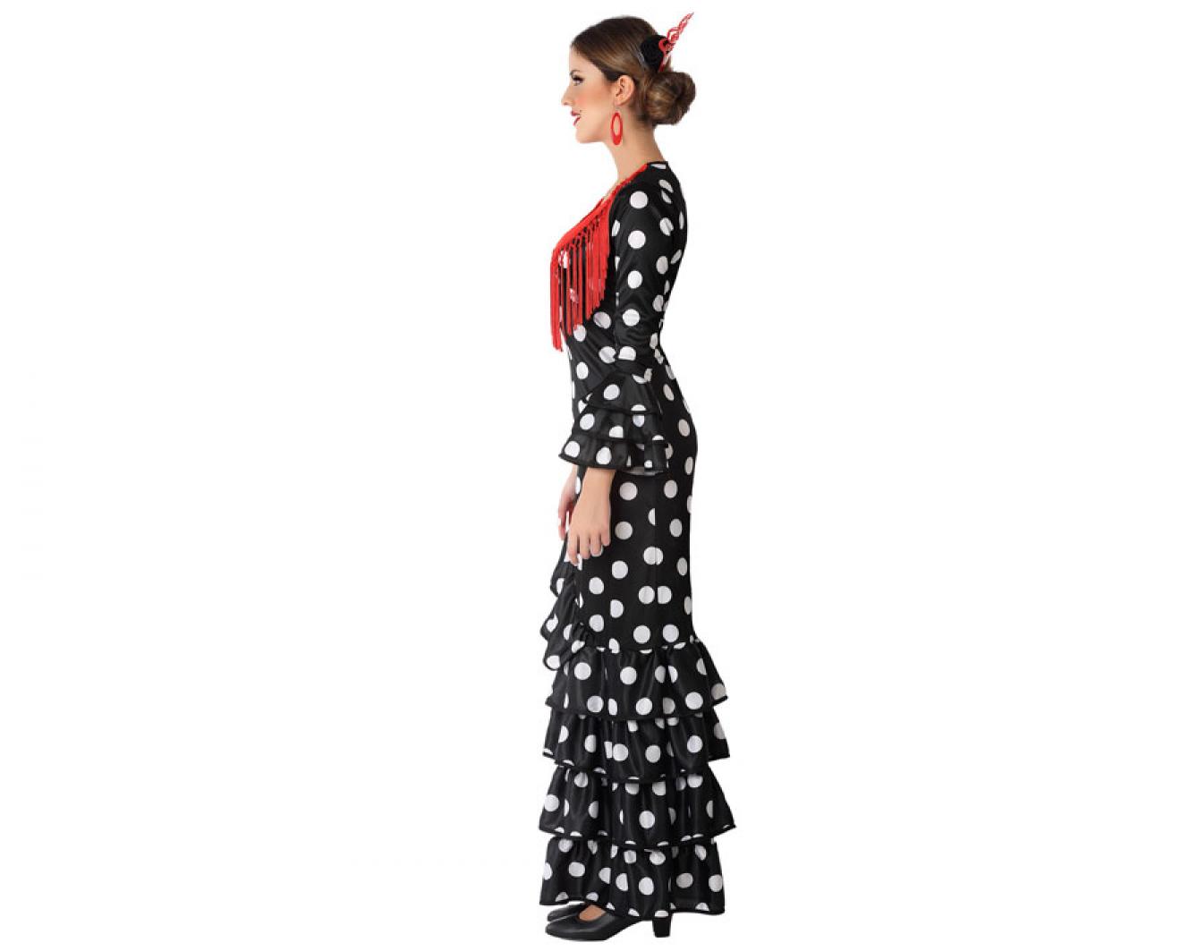Robe espagnole noire pois blancs taille XL