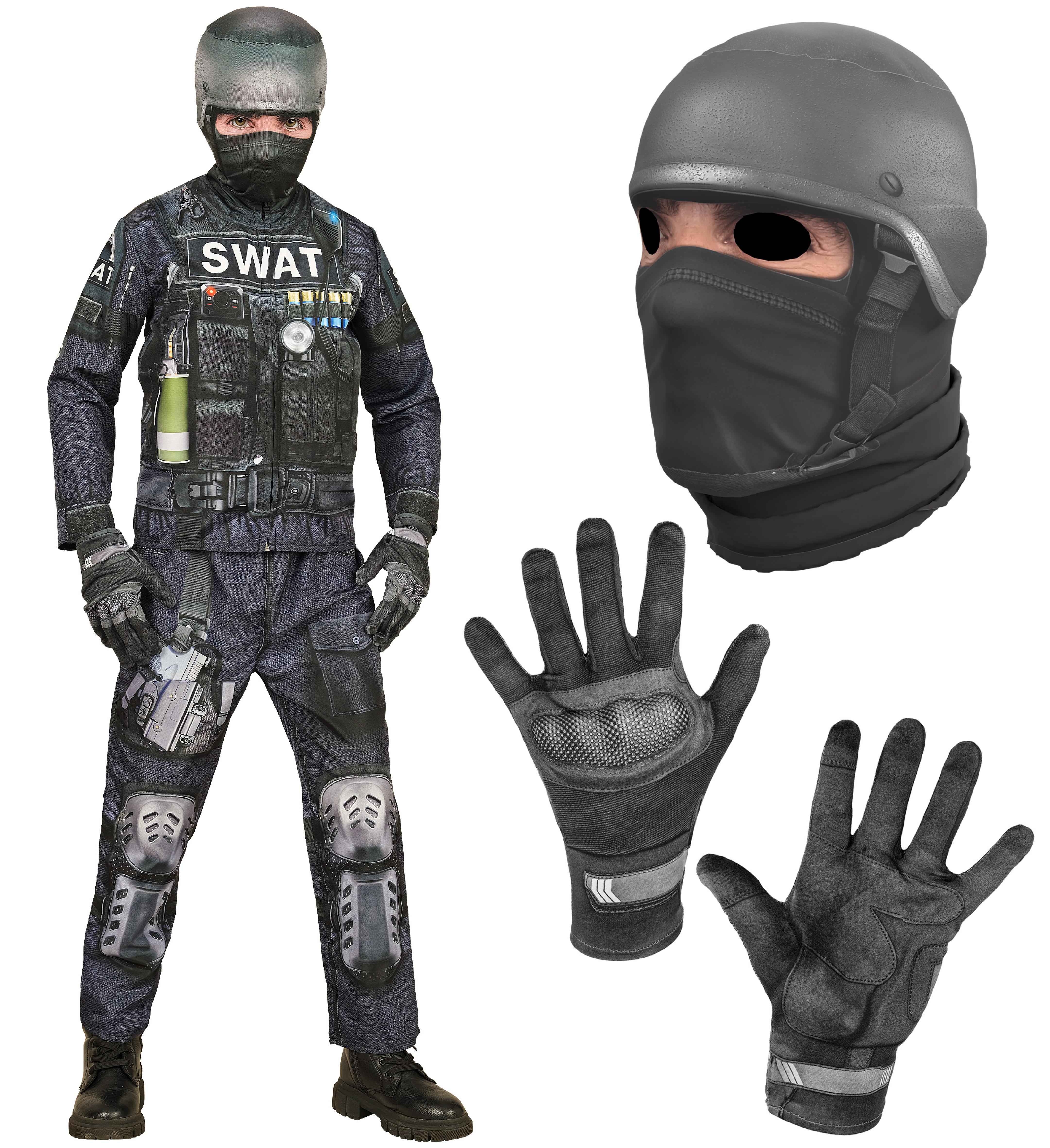 Déguisement effet réaliste policier SWAT imprimé Fast Costume Taille 8/10 ans