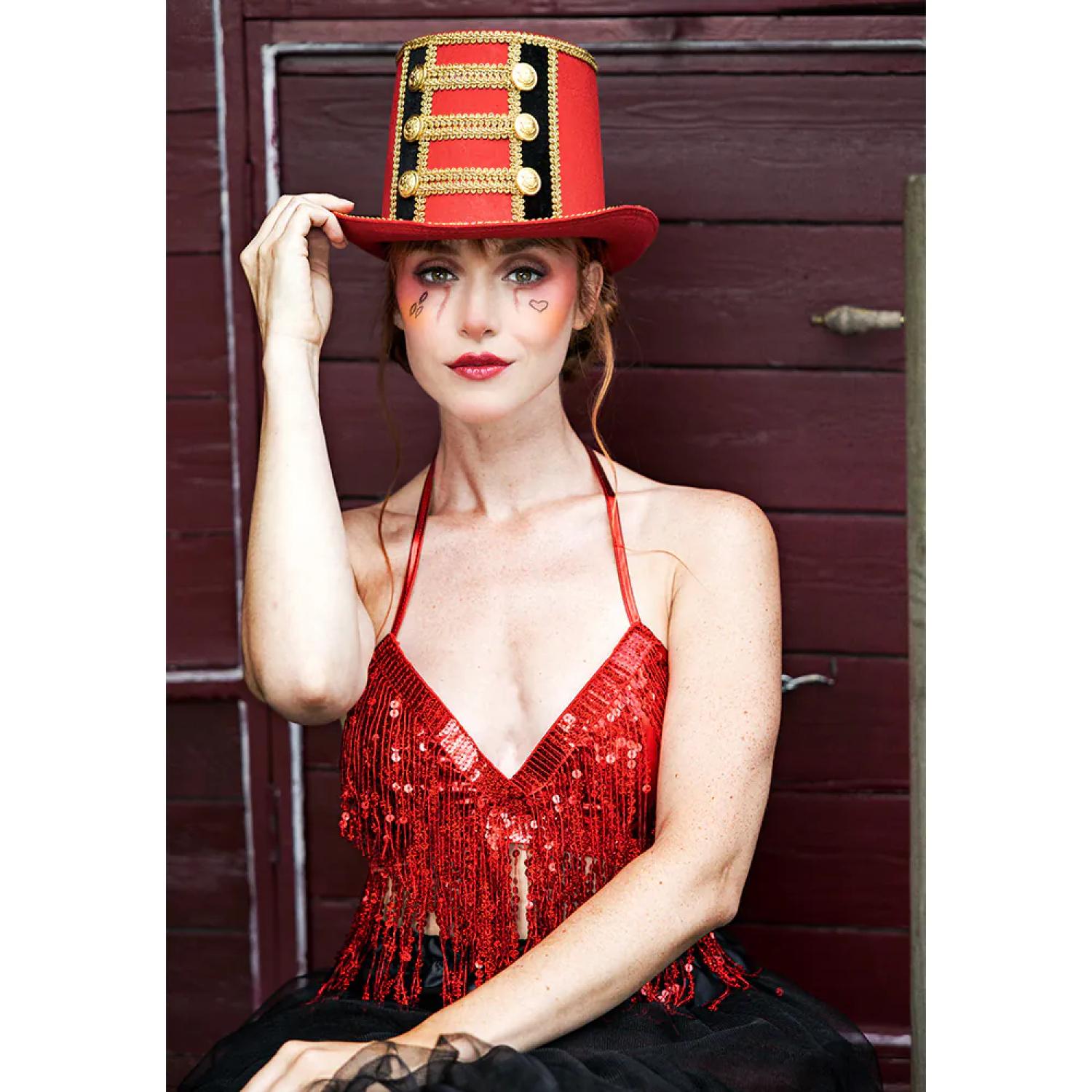 Chapeau haut de forme rouge monsieur Loyal directeur de cirque