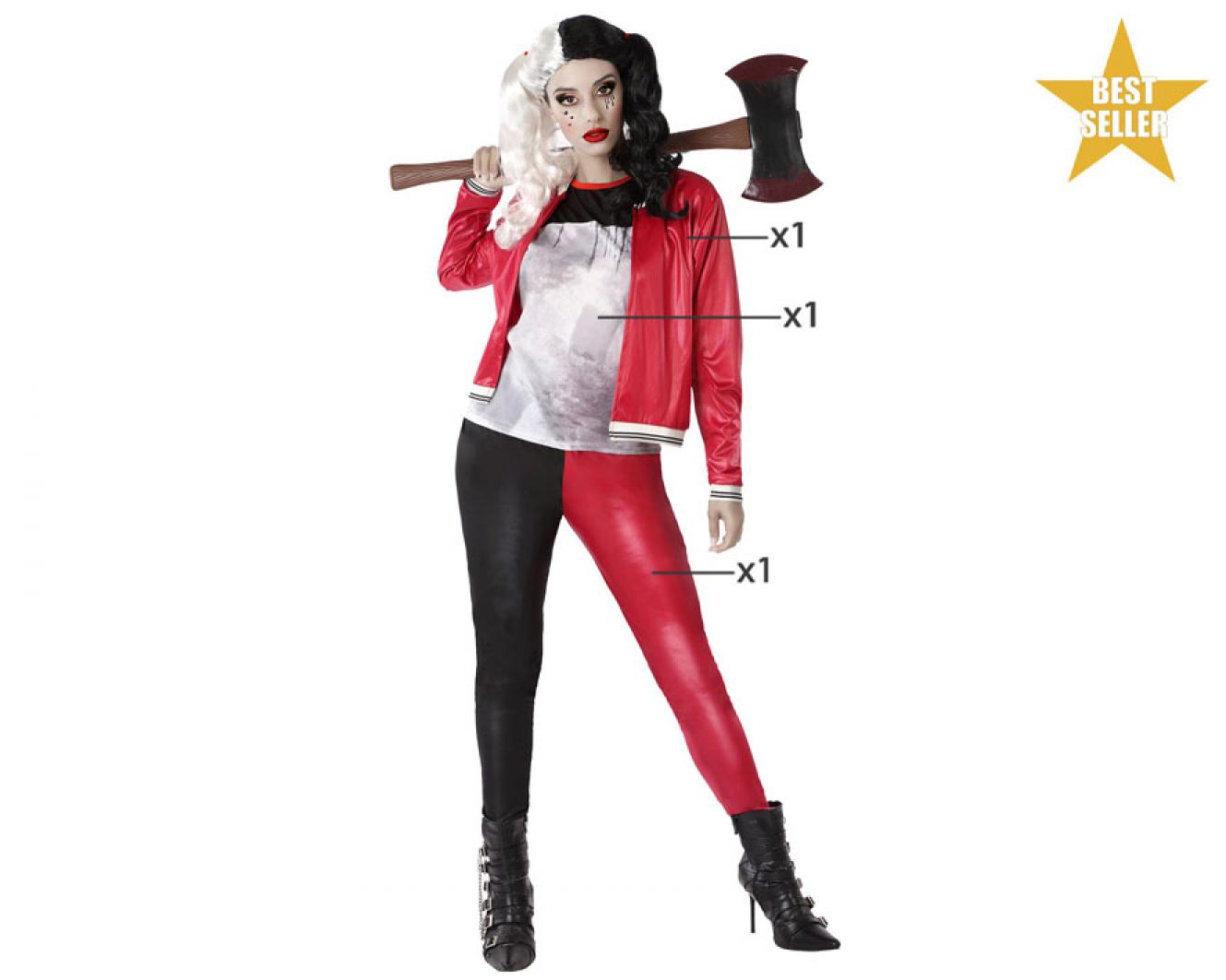 Arlequine noir et rouge taille M/L
