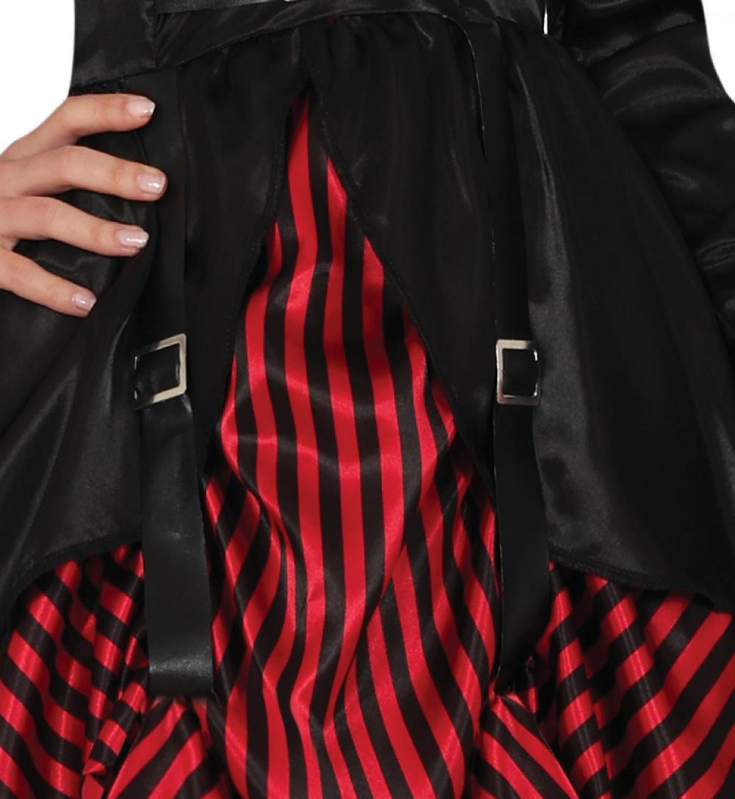 Femme gothique rouge et noir satinée taille M