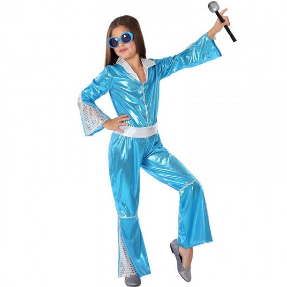 Combinaison disco fille bleu 5/6 ans
