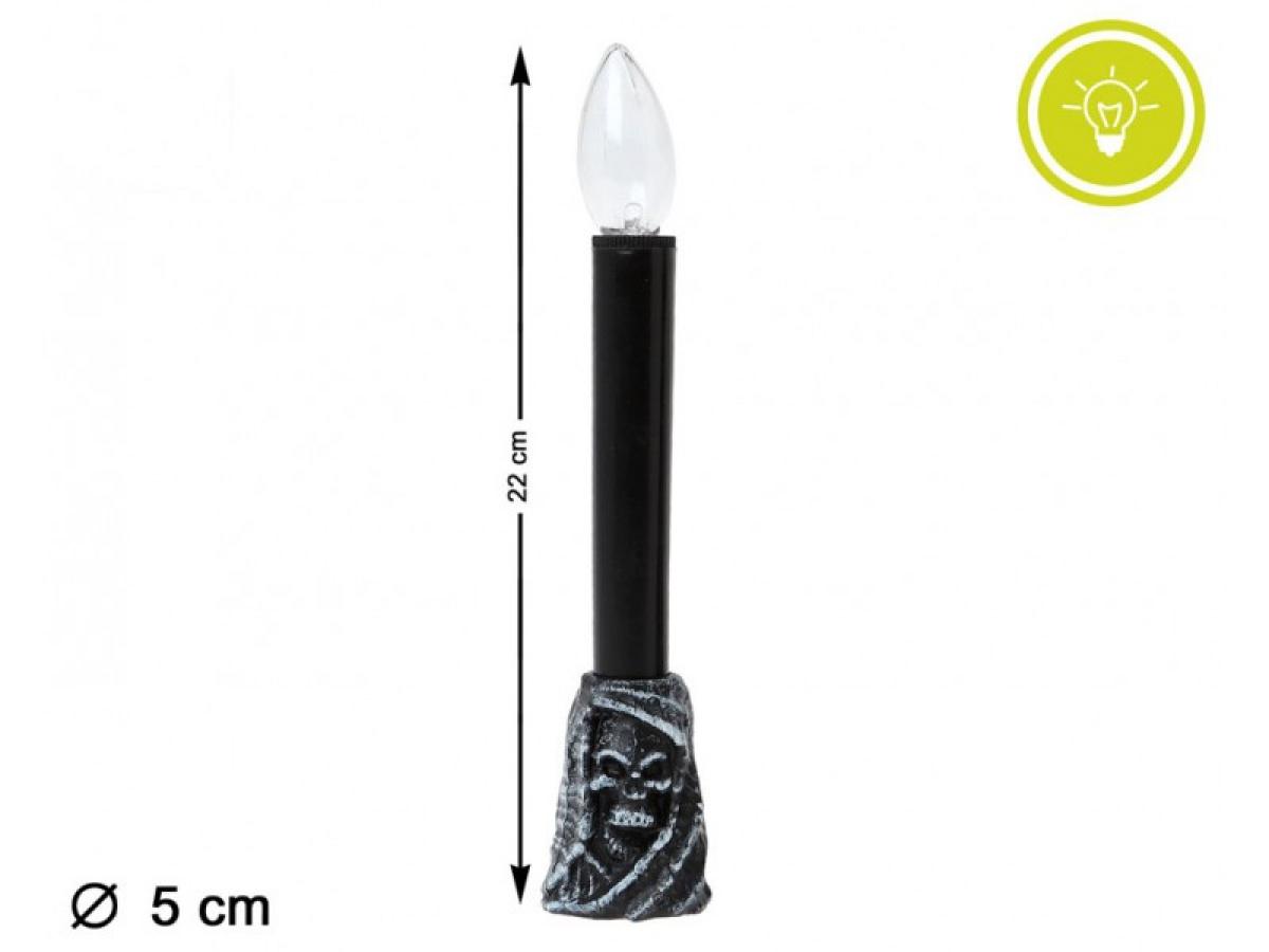 Bougie lumineuse noire Halloween 22cm