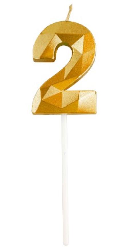 Bougie chiffre diamant or 2