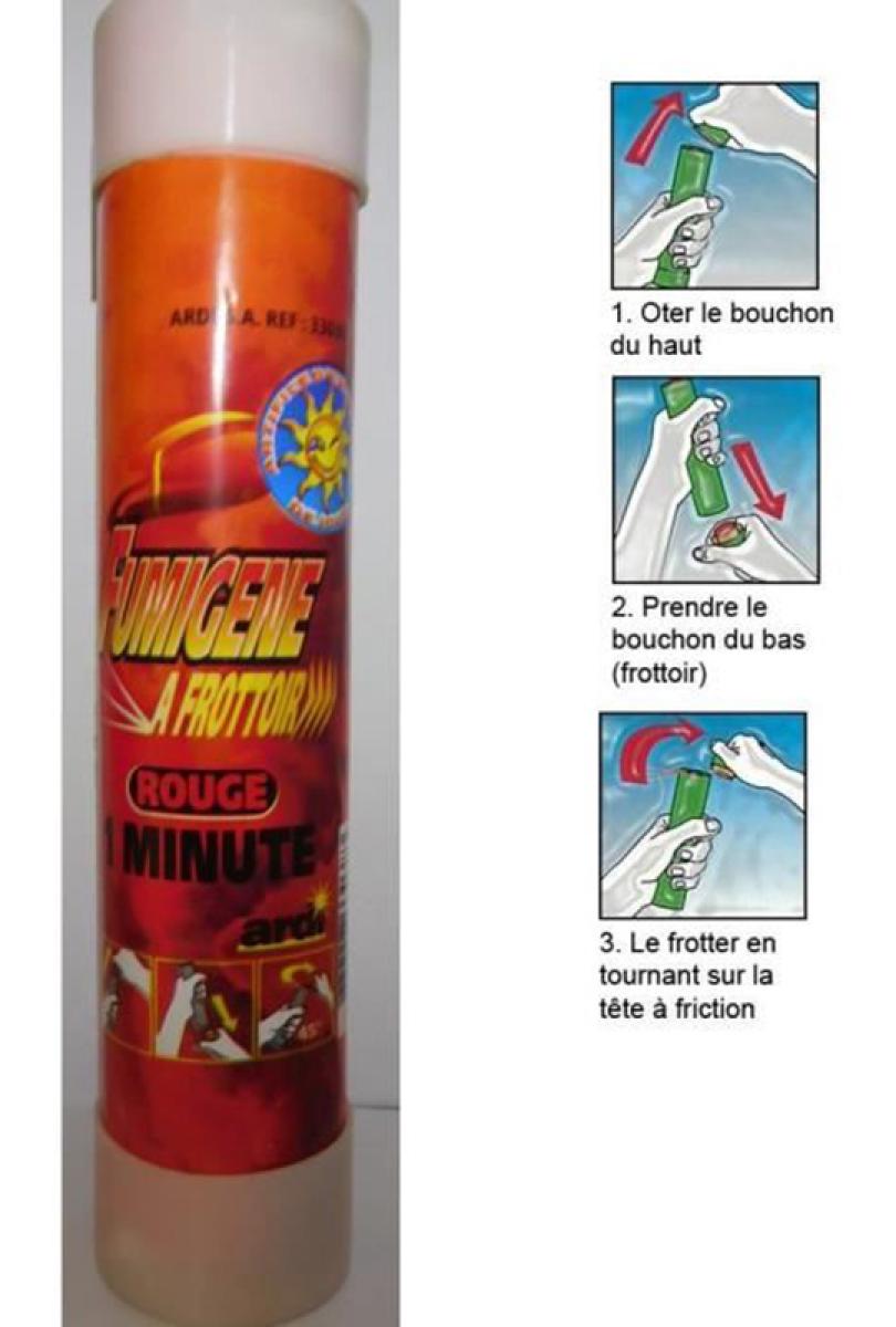 Fumigène à frottoir rouge 1mn