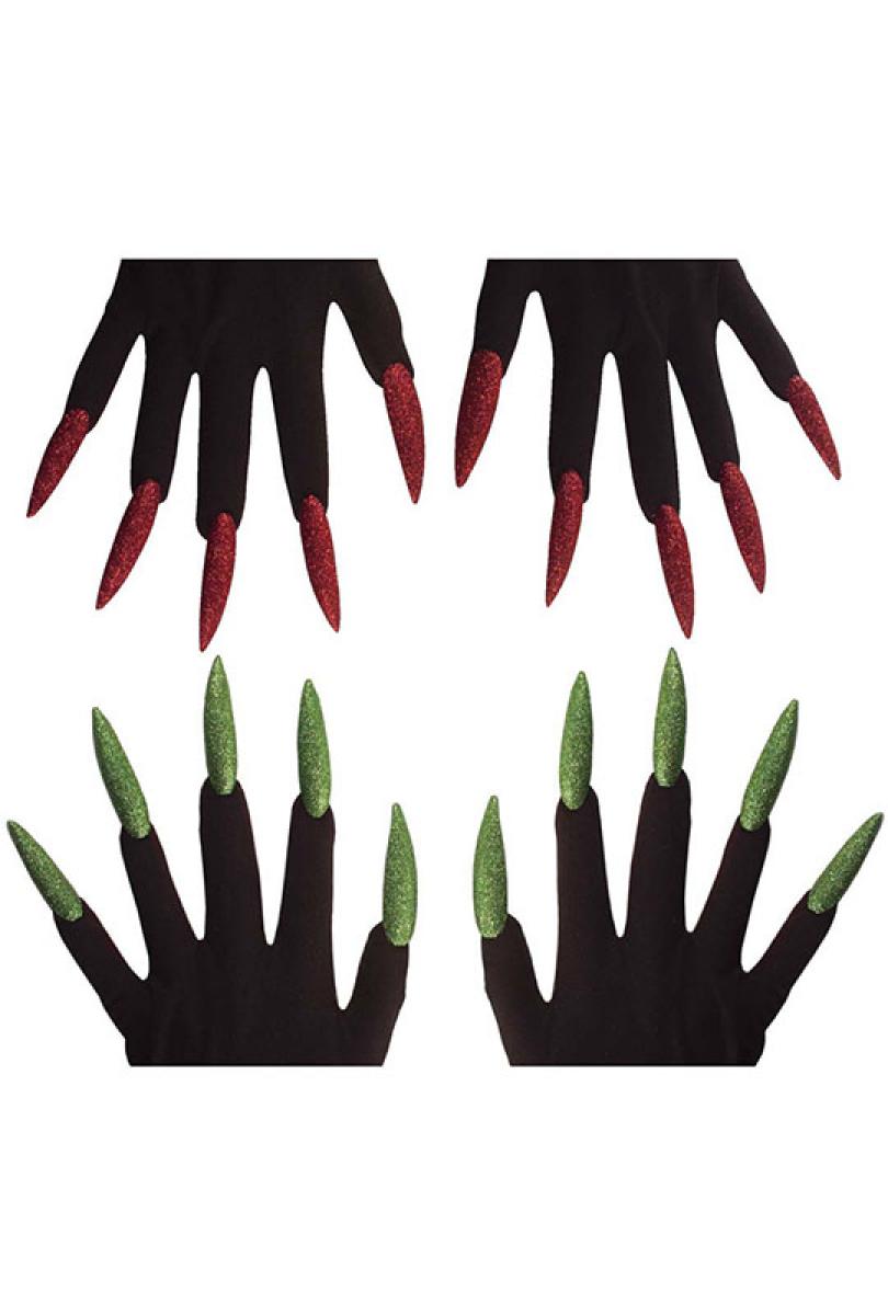 Gants noirs avec ongles couleur