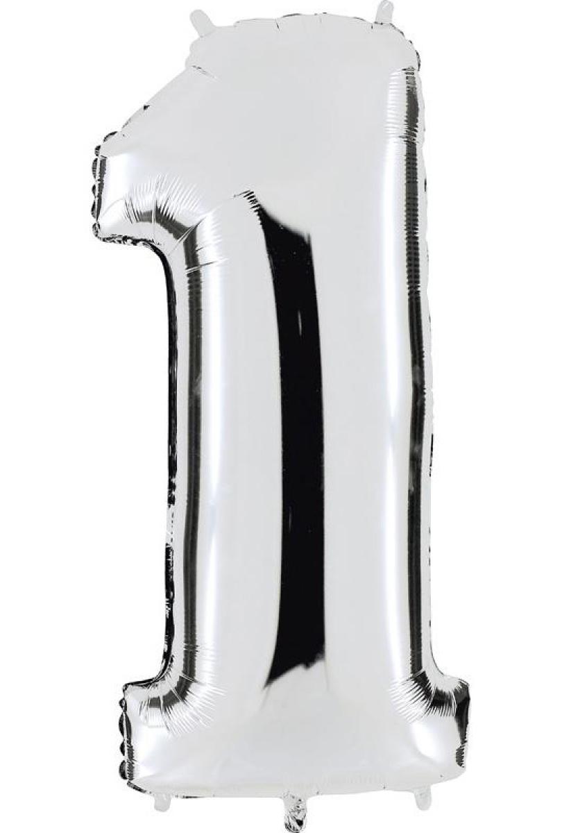 Ballon argent chiffre 1 en mylar 86 cm