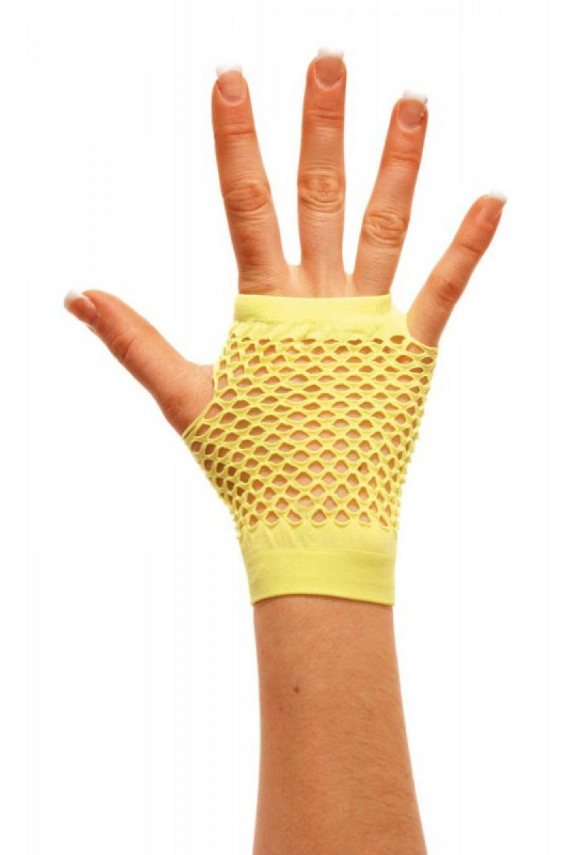 Mitaines courtes fluo jaune résille