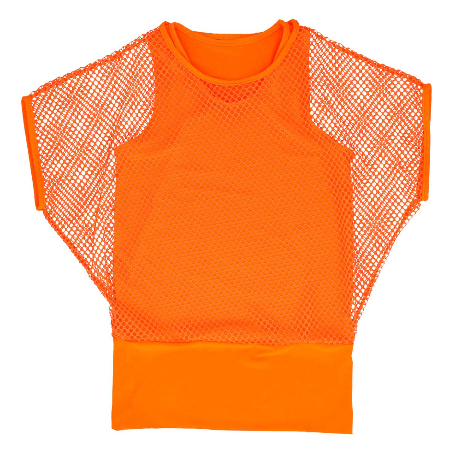 Débardeur top orange fluo avec tshirt résille