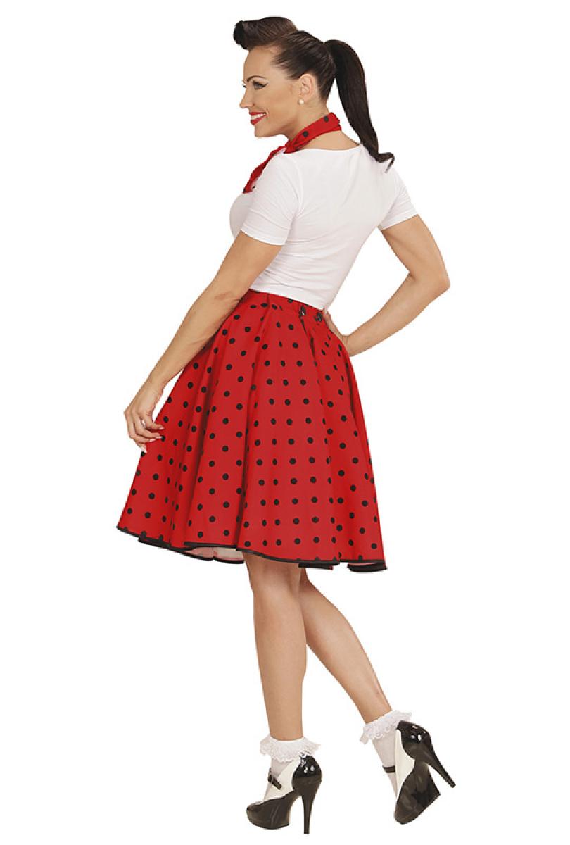 Jupe rouge a pois noir années 50 rock