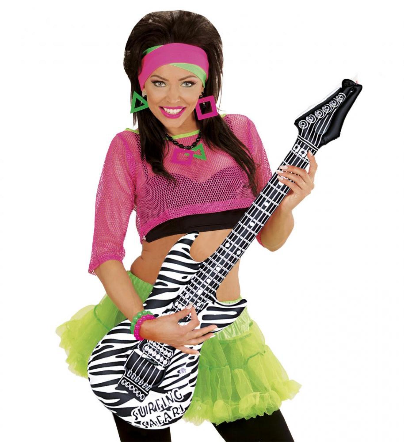 Guitare électrique gonflable blanche zébrée