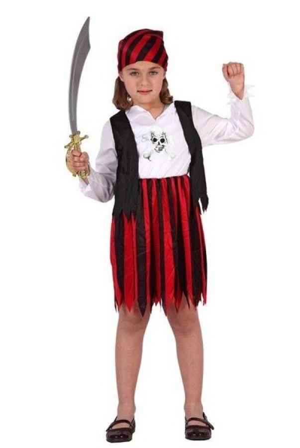 Pirate fille rouge et noir 5/6 ans