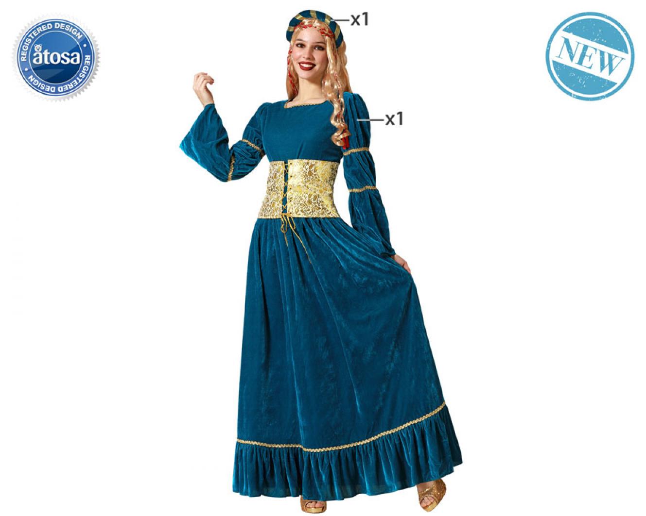 Reine médiévale bleue taille XS/S