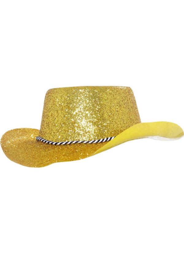 Chapeau cow boy à paillettes or