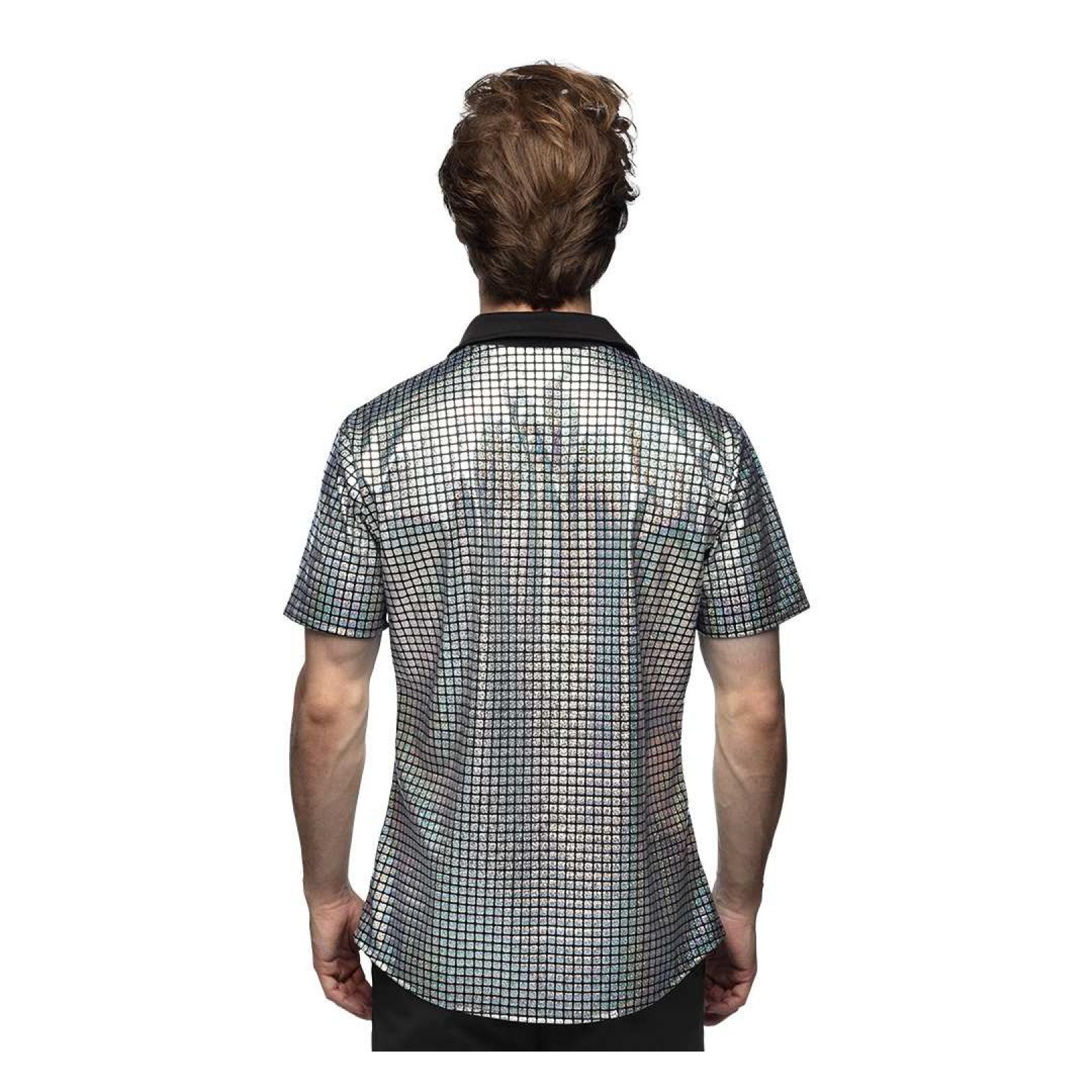 Chemise disco diamant argent taille XXL