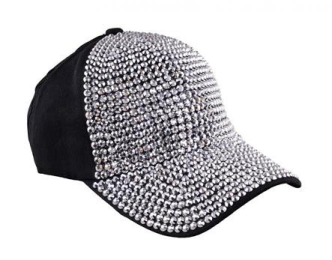Casquette baseball strass argent