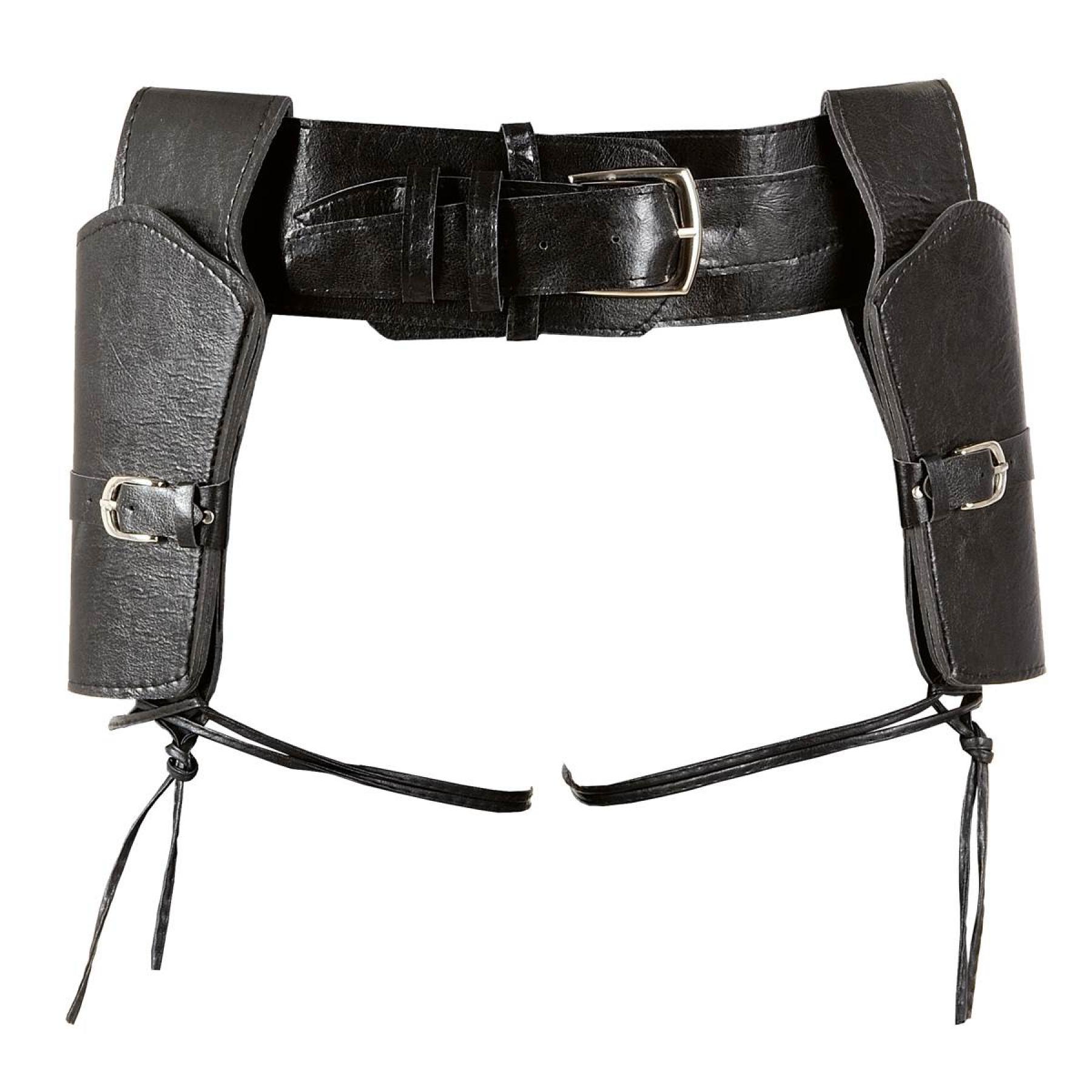 Ceinturon cowboy imitation cuir 2 holsters