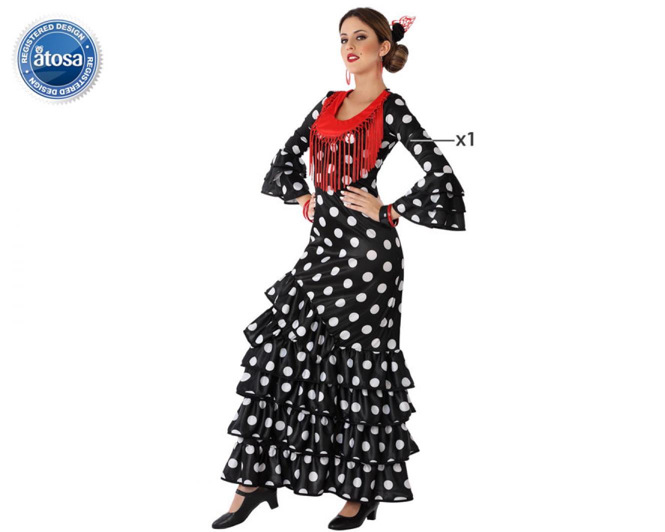 Robe espagnole noire pois blancs taille M/L