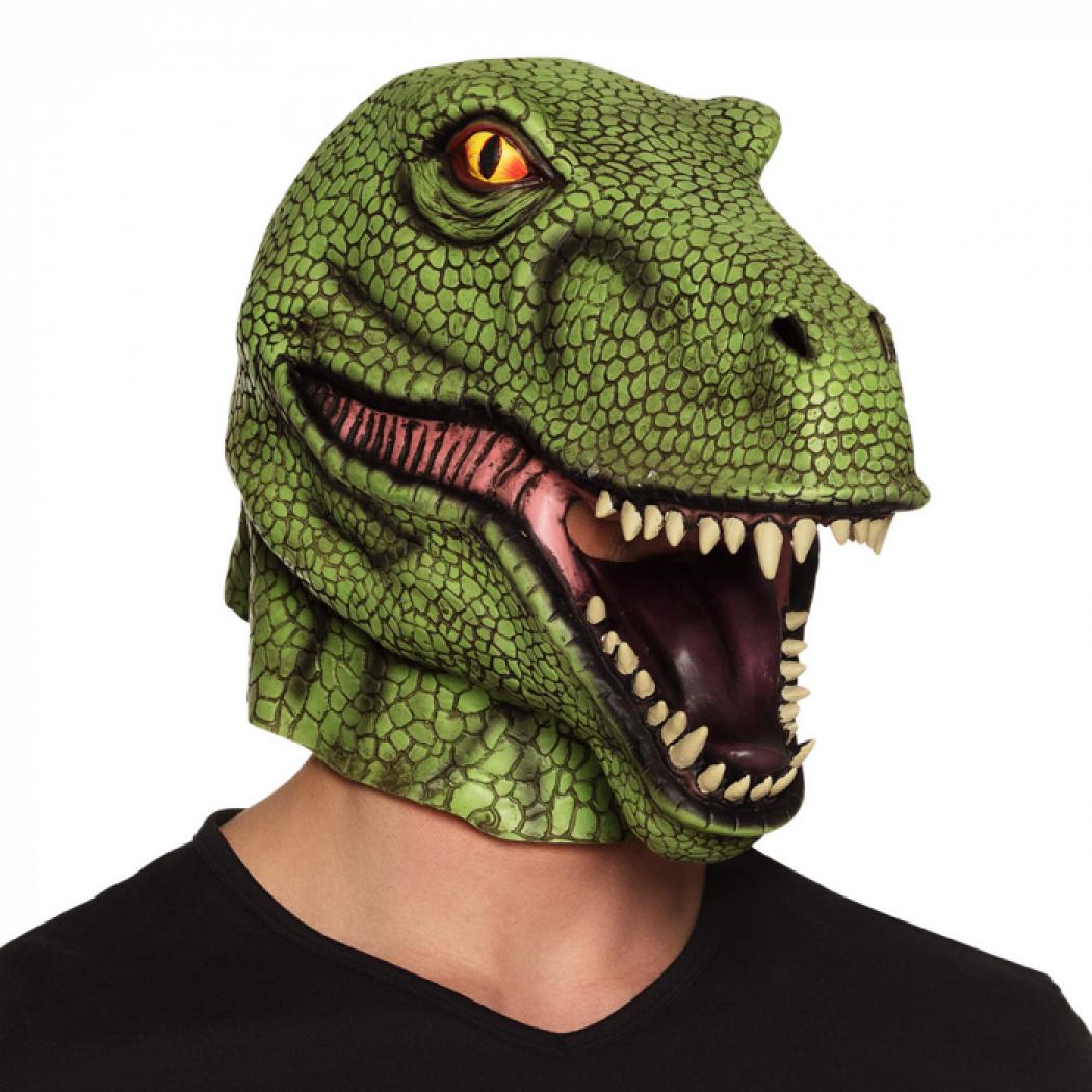 Masque Latex tyrannosaure vert