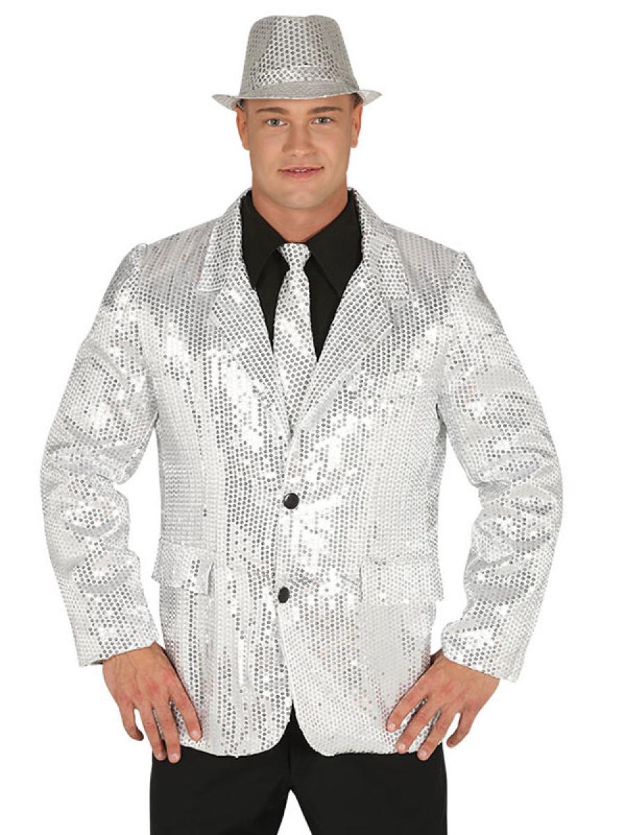Veste de costume à sequins argent taille L