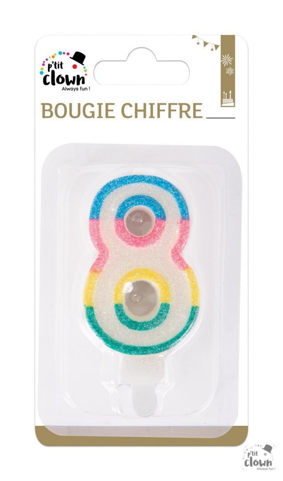 Bougie paillettes chiffre 8
