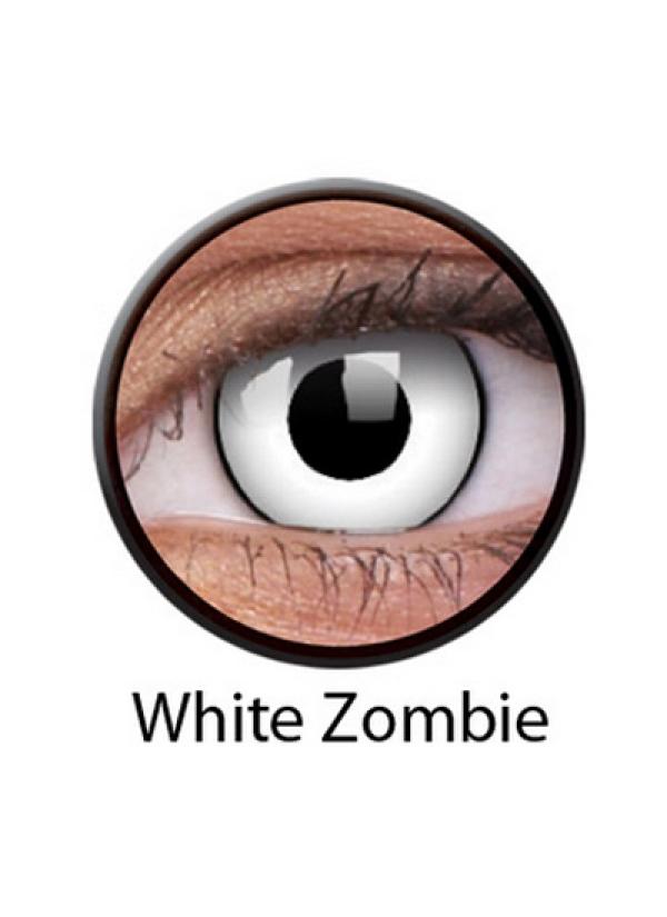 Paire de lentilles cosmétiques ZOMBIE blanche tour noir hebdomadaires